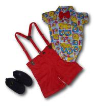 Conjunto Infantil Menino Personagem Suspensório Grav
