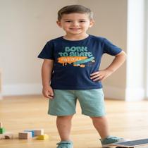 Conjunto Infantil Menino Pipa Born To Skate Camiseta E Bermuda COR:AZULTAMANHO:06 Conjunto Infantil Menino Pipa Born To Skate Camiseta E Bermuda COR:AZULTAMANHO:06