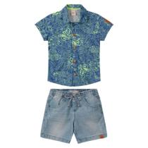 Conjunto Infantil Menino Polo E Bermuda Jeans Carinhoso Kids - MALWEE