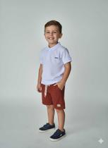 Conjunto Infantil Menino Polo Piquet Soft e Bermuda Moletom Gorgurão Biogás Cor:BrancoTamanho:4 Conjunto Infantil Menino Polo Piquet Soft e Bermuda Moletom Gorgurão Biogás Cor:BrancoTamanho:4