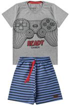 Conjunto Infantil Menino Ready Gamer Cinza