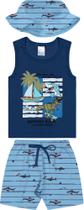 Conjunto Infantil Menino Regata Bermuda Chapéu Fantoni
