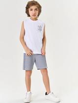 Conjunto Infantil Menino Regata Estampa Costas E Bermuda Branco Divertto