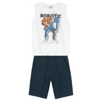 Conjunto Infantil Menino Robô Branco Brandili