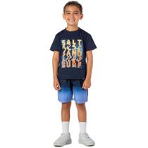 Conjunto Infantil Menino Shorts Camiseta Surf Algodão Azul Conjunto Infantil Menino Shorts Camiseta Surf Algodão Azul