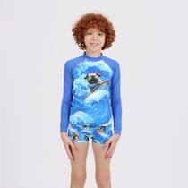 Conjunto Infantil Menino Siri Kids Blusa/Sunga Dog Surf UV 50+