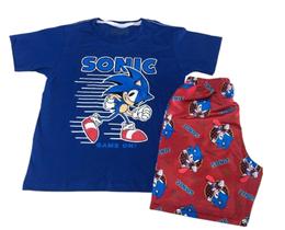 Conjunto Infantil Menino Sonic Estampado Bermuda Tactel