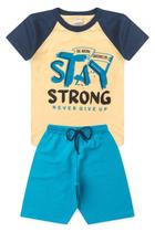 Conjunto Infantil Menino - Stay Strong - Amarelo e Azul