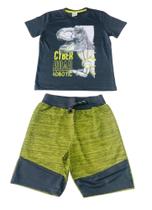 Conjunto Infantil Menino Tileesul Camiseta Bermuda Rajada