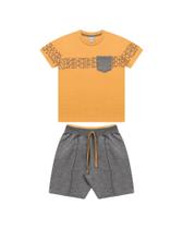 Conjunto Infantil Menino Tileesul Camiseta Mostarda Bermuda