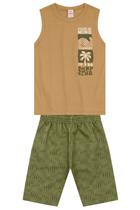 Conjunto infantil menino tropical em puff Brandili Conjunto infantil menino tropical em puff Brandili