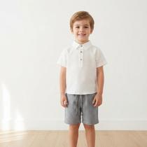 Conjunto Infantil Menino Verão Bata Com Bermuda Chic ANJOS BABY Cor:Off WhiteTamanho:10 Conjunto Infantil Menino Verão Bata Com Bermuda Chic ANJOS BABY Cor:Off WhiteTamanho:10