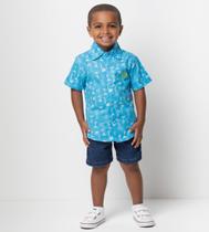 Conjunto Infantil Menino Verão Camisa + Bermuda Jeans 8144