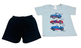 Conjunto Infantil Menino Verão Camiseta Estampada F1 Bermuda