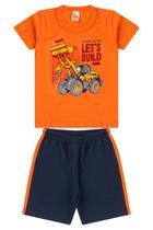 Conjunto Infantil Menino Verão Camiseta Manga e Bermuda Moletinho