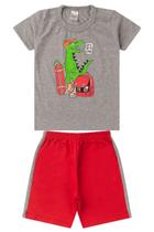 Conjunto Infantil Menino Verão Camiseta Manga e Bermuda Moletinho