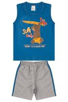 Conjunto Infantil Menino Verão Camiseta Regata e Bermuda de Moletinho
