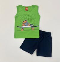 Conjunto Infantil Meninos Kyly Regata e Bermuda Moletom Verão 3 Cores 1001341