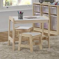 Conjunto Infantil Mesa com 2 Banquetas Castelo Casatema MadeiraOriginals Branco/Marrom Conjunto Infantil Mesa com 2 Banquetas Castelo Casatema MadeiraOriginals Branco/Marrom