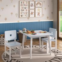Conjunto Infantil Mesa com 2 Cadeiras Madeira de Pinus Sofia Azul/Branco Conjunto Infantil Mesa com 2 Cadeiras Madeira de Pinus Sofia Azul/Branco