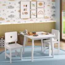Conjunto Infantil Mesa com 2 Cadeiras Madeira de Pinus Sofia Branco Conjunto Infantil Mesa com 2 Cadeiras Madeira de Pinus Sofia Branco