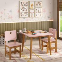 Conjunto Infantil Mesa com 2 Cadeiras Sofia Madeira Maciça e MDF