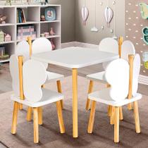 Conjunto Infantil Mesa com 4 Cadeiras Hora de Brincar - Branco/Pinus