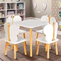 Conjunto Infantil Mesa com 4 Cadeiras Hora de Brincar Branco/Pinus