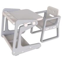 Conjunto Infantil Mesa e Cadeira C180GY para Estudos com Lousa Magnética Ajustável Cinza ELG Conjunto Infantil Mesa e Cadeira C180GY para Estudos com Lousa Magnética Ajustável Cinza ELG