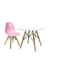 Conjunto Infantil Mesa Eames Branca 60cm Com 1 Cadeira Rosa Claro Conjunto Infantil Mesa Eames Branca 60cm Com 1 Cadeira Rosa Claro