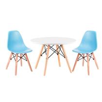 Conjunto Infantil Mesa Eames Branca 60cm Com 2 Cadeiras Azul Claro
