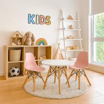 Conjunto Infantil Mesa Eames Branca 60cm Com 2 Cadeiras Rosa Conjunto Infantil Mesa Eames Branca 60cm Com 2 Cadeiras Rosa