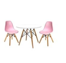 Conjunto Infantil Mesa Eames Branca 60cm Com 2 Cadeiras Rosa - La Mobilia