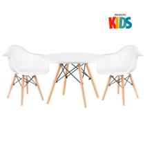 Conjunto infantil - Mesa Eames Junior branco + 2 cadeira Eiffel Junior com braços