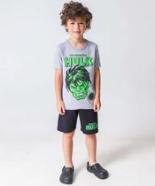 Conjunto Infantil Mescla Hulk Marvel Tam 4 a 10 Cinza-87077 Conjunto Infantil Mescla Hulk Marvel Tam 4 a 10 Cinza-87077