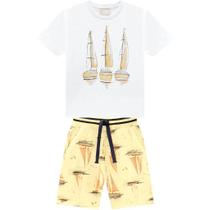 Conjunto Infantil Milon Camisa Camiseta Meia Malha E Bermuda Em Moletom Barcos Conjunto Infantil Milon Camisa Camiseta Meia Malha E Bermuda Em Moletom Barcos