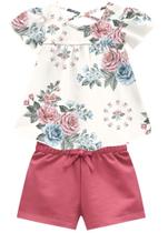 Conjunto Infantil Milon Menina Blusa E Short - Rosas