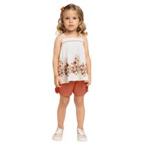 Conjunto Infantil Milon Menina Verão Blusa e Short Confortável Moderno Sofisticado 2000381