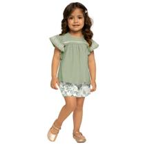 Conjunto Infantil Milon Menina Verão Blusa e Short Confortável Moderno Sofisticado 2000386