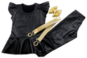 Conjunto Infantil Mini Diva, Blogueirinha, Preto Luxo, Cirrê