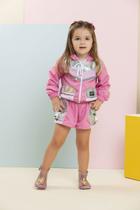 Conjunto infantil modinha jaqueta corta vento e shorts