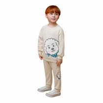 Conjunto Infantil Moletinho Cachorro Bege - Dedeka Tamanho:3T