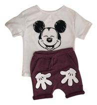 Conjunto Infantil Moletinho Ratinho Mouse - Camiseta E Bermuda