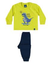 Conjunto Infantil Moletom Estampa Dinossauro Tam 1 A 3 Rei Rex