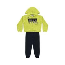 Conjunto Infantil Moletom Kiko E Kika Neon Com Capuz Ziper Moda Inverno Quentinho Jaqueta E Calça