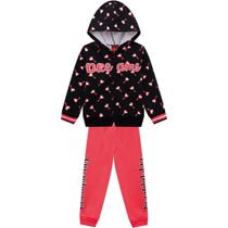 Conjunto Infantil Moletom Kyly Neon Com Capuz Ziper Moda Inverno Quentinho Jaqueta E Calça