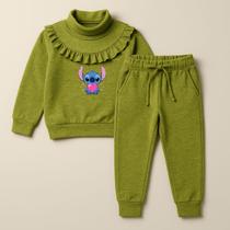 Conjunto Infantil Moletom Lãzinha Calça e Suéter com Estampa do Stitch com Coração