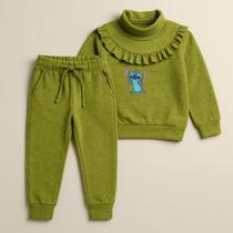 Conjunto Infantil Moletom Lãzinha Calça e Suéter com Estampa do Stitch Dando a Língua
