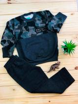 Conjunto Infantil Moletom Masculino Blusa e Calça Elian 241034 Cinza Tamanho 6