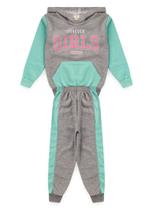 Conjunto Infantil Moletom Menina Com Capuz - Forever Girls - Mescla Cinza